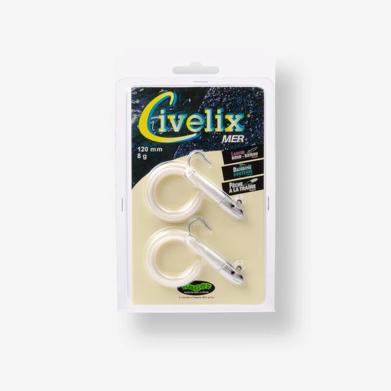 Leurre Civelix 12cm 8gr Blanc X2 Pêche En Mer 5 Leurre Civelix 12cm 8gr Blanc X2 Pêche En Mer – Image 3